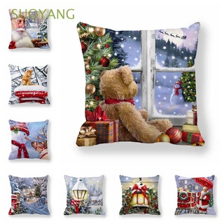 Suoyang happy Ano nuevo Ornamentos De navidad Feliz Para el hogar oficina demascarita Sofá Cama almohadillas funda De almohada