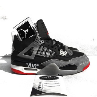 OFF-WHITE nike air jordan 4 retro x blanco roto criado zapatos de baloncesto
