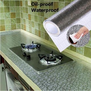 Papel de aluminio de la estufa de la cocina gabinete autoadhesivo de la pared pegatina de bricolaje papel pintado de cocina a prueba de aceite impermeable
