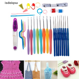 isdeiqsu 53Pcs Crochet Hooks Knitting Needles Knit Weave Craft Yarn Set Sewing Accessory CO