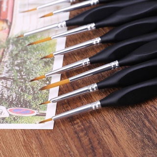 ange juego de 15 pinceles de pintura en miniatura profesionales de nailon acrílico pintura delgada gancho línea pluma suministros de arte (7)