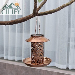 Cilify Metal alimentador de pájaros al aire libre colgante pájaro alimento titular Solar césped lámpara decoración de jardín (9)