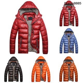 [Dm MJkt] invierno hombres Color sólido abajo chaqueta Slim Fit con capucha manga larga abrigo Outwear (1)