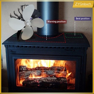 4 cuchillas estufa ventilador alimentado por calor madera/log quemador ventilador ecológico circulación de calor para chimenea