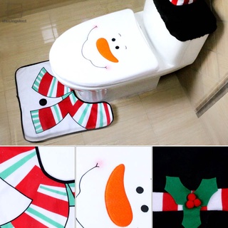 3 unids/set lindo navidad decoración de navidad santa claus asiento de inodoro alfombra alfombra de baño (6)