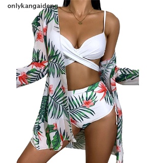 onlyka push-up bikini estampado floral traje de baño mujer 3pcs cintura alta bikini conjunto trajes de baño co (3)