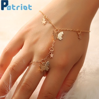 Pulsera de estrella de mariposa de moda para mujer con conjunto de anillos/pulsera de dedo conectando mariposa joyería (1)