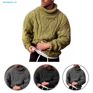 duingjin Breathable Pullover Sweater Twist Solid Color Men Sweater Thickened for Autumn Winter