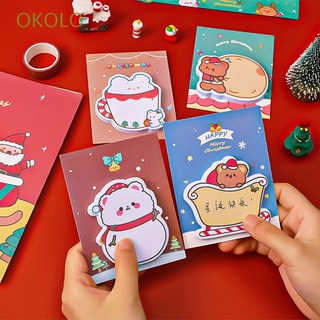 OKOLO Cute Writing Paper Kawaii Notepad Paper Christmas Memo Pads School Office Supplies Snowman Cartoon Bear Stationery Self Adhesive Sticky Notes
