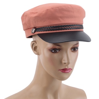 Lona tejida Casual ropa de calle cuerda con sombrero plano boina Retro militar gorra (7)