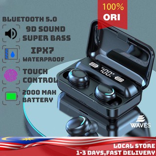 9D Sound F9 TWS 5.0 Bluetooth Earphones Wireless Earbuds Touch IPX7 waterproof Digital DisplayJuego de auriculares BluetoothAndroid earphone