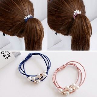 lazos de pelo perla banda de pelo durable elástico tres en uno cuerda de pelo moda headwear (1)
