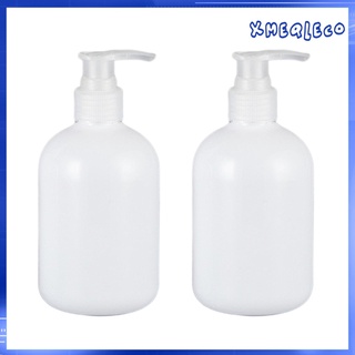 lotes 2 botellas de plástico blanco para champú, 350 ml, recipientes redondos para lavar platos