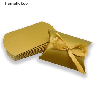 [hamaliel] 50 cajas de caramelos de papel kraft, forma de almohada, regalo de boda, cajas de regalo, bolsas de fiesta [co]