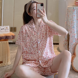 verano nuevo solapa pijama conjunto mujer casual manga corta ropa de dormir
