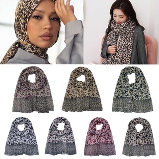 CARELESS New Muslim Headband Veils Islamic Headscarf Leopard Hijab Women Muslim Wear Femme Shawls Muslim Hijabs Cotton Hijab Stoles Wide Scarves (7)