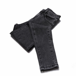Jeans Mujeres 2022 Otoño Invierno Cintura Alta Gris Negro Más Delgado Aspecto Flaco Versión Coreana Pequeños Pies Lápiz Pantalones Nuevo Estilo Ch