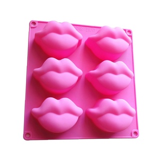 6 agujeros 3D boca labios en forma de silicona molde para hornear Mousse pastel forma de jabón molde de silicona para jabón gelatina molde cubo de hielo mejor (8)