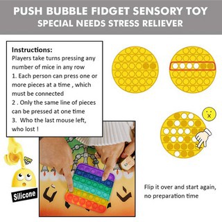 Pop It Entrega rápida, nuevo Popit Fidget juguete arco iris entre nosotros unicornio redondo forma cuadrada Push Pops burbuja juguete juguetes para niños (5)