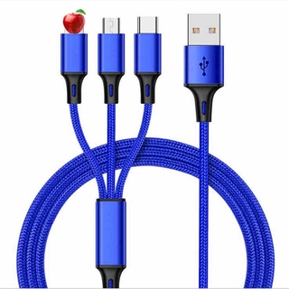 3 en 1 USB Cable de carga rápida Nylon tejido Mini portátil Simple para iPhone 7 8 X XS 11 Huawei P20 P30 Mate 30 pro (7)