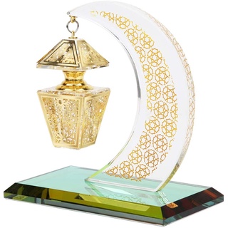 Adorno de cristal musulmán de la iglesia artesanía modelo Islam adorno Mini Clystal en forma de luna palacio modelo para decomoón islámico modelo artesanal con botellas de Perfume egipcio dorado para coche casa oficina decoración de mesa