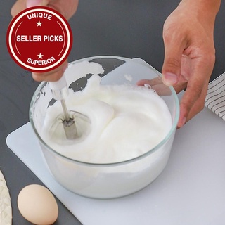 Batidor de huevos giratorio de leche espumador de acero inoxidable batidora de huevos batidor batidor crema cocina T6Q4