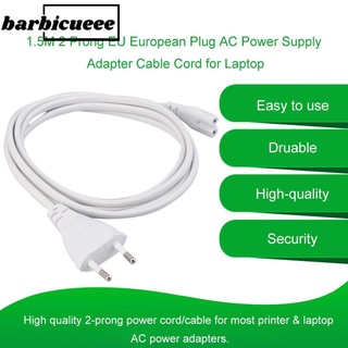 1.5m 2 Prong cable Adaptador Ac Power Supply enchufe europeo Ue Para Laptop