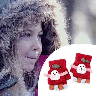 babykids interesante 1 par de guantes calientes de invierno de navidad espesar lana flip guantes de medio dedo