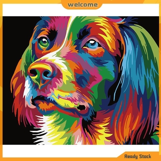 WEL pintura por números DIY Color distraído perro pintado a mano imagen de arte