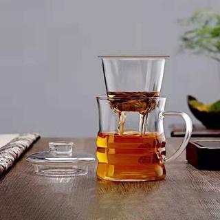 Tazas De té De vidrio Transparente Para el hogar tazas De té resistentes al Calor con mango Para tazas De oficina/té/agua con cubierta