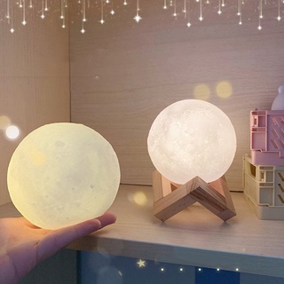 Hermosa lámpara de luna blanca cálida para niños, dormitorio, decoración, cielo estrellado, pequeña luz de noche