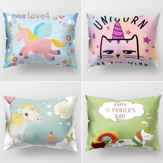 maelove3 2020 de dibujos animados unicornio funda de almohada infantil arco iris lindo impresión cojín funda de sofá 50*30cm