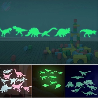 9/8 Pzas Calcomanías Fluorescentes De Pared/Estéreo/3D/Dinosaurio Luminosos/Brillan En La Oscuridad Para Niños