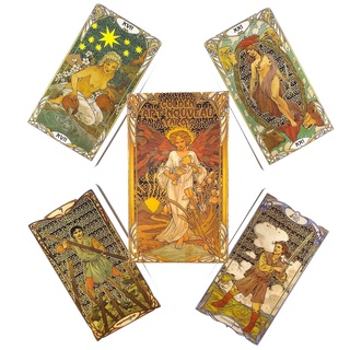golden art nouveau tarot deck ocio fiesta juego de mesa fortune-telling profecía tarjetas de oráculo