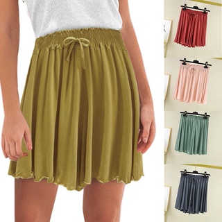 Kobreat_Mujeres pantalones de moda Casual suelto pantalones cortos Mini falda alta cintura pantalones cortos