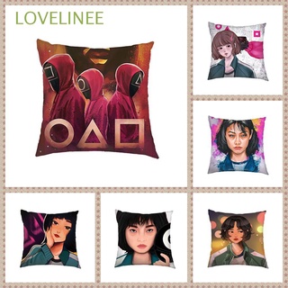 LOVELINEE Gifts Squid Game Pillow Case TV Drama Peripheral Cotton Linen Cushion Cover Sofa Automobile Home Drawing Room Hot Sale Decor