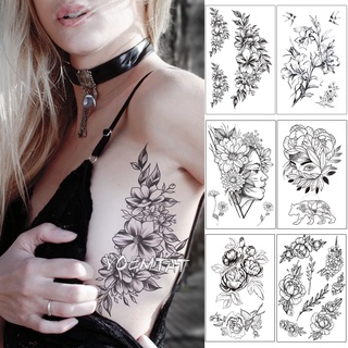 Waterproof Temporary Tattoo Sticker Black Roses Design Tatoo Flower Arm Body Art Big Large Fake Tatto Sticker (1)