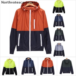 northvotescastsuper cortavientos hombres casual primavera ligera chaqueta con capucha contraste cremallera outwear nvcs