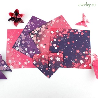overley 60pcs papel artesanal cuadrado sakura origami papel doble cara flor de cerezo colorido diy decoración niños hechos a mano scrapbooking/multicolor