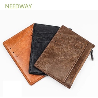 Needway cartera delgada negra delgada para hombre cartera De cuero Pu para hombre cartera/Multicolor (1)
