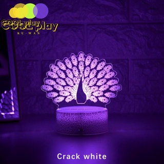 Newest Kid Light Night 3D LED Night Light Creative Table Bedside Lamp Romantic Peacock light Kids Gril Home Decoration Gift