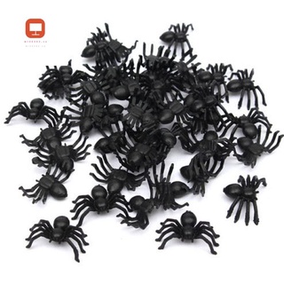 50x plástico negro araña truco juguete halloween haunted house prop decoración