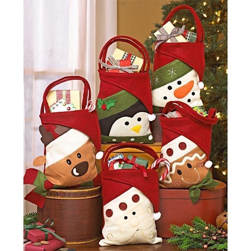 santa claus muñeco de nieve alce pingüino bolsa de regalo de navidad caramelo bolsa de regalo