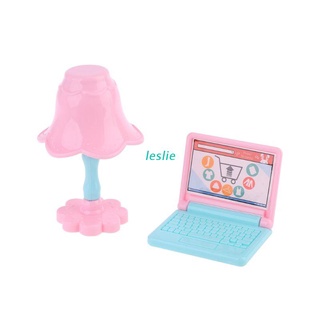 les creative dollhouse miniatura moderno ordenador portátil lámpara de escritorio muebles niños pretender juguete muñecas accesorios