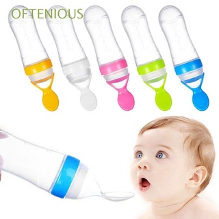a menudo bebé niño biberón de alimentación 90ml botella de leche de alimentos alimentador de arroz nueva moda de silicona exprimir seguridad con cuchara/multicolor