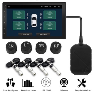 USB Android TPMS Radio De Coche Reproductor De DVD Transmisión Inalámbrica Monitor De Presión De Neumáticos Sistema De Alarma Con 4 Sensores Externos (1)