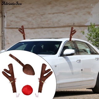 1 juego de cuernos de ciervo para coche, llamativo, color vibrante, tela de navidad, rudolph, alce, decoración de vehículos (1)
