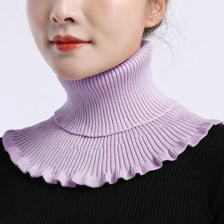 Una moda de invierno a prueba de viento desmontable con orejas de madera mujeres de punto falso Collar bufanda/Multicolor (7)