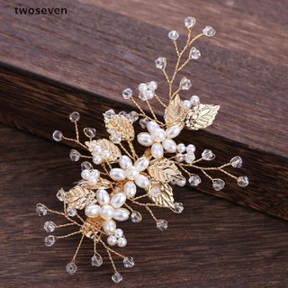 [twoseven] horquillas de perla de hoja dorada tocado tocado accesorios para el cabello de novia de novia [twoseven]