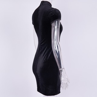 Aa-Vestido Chino Para Mujer Cheongsam Qipao negro/Mini Vestido deportivo (7)